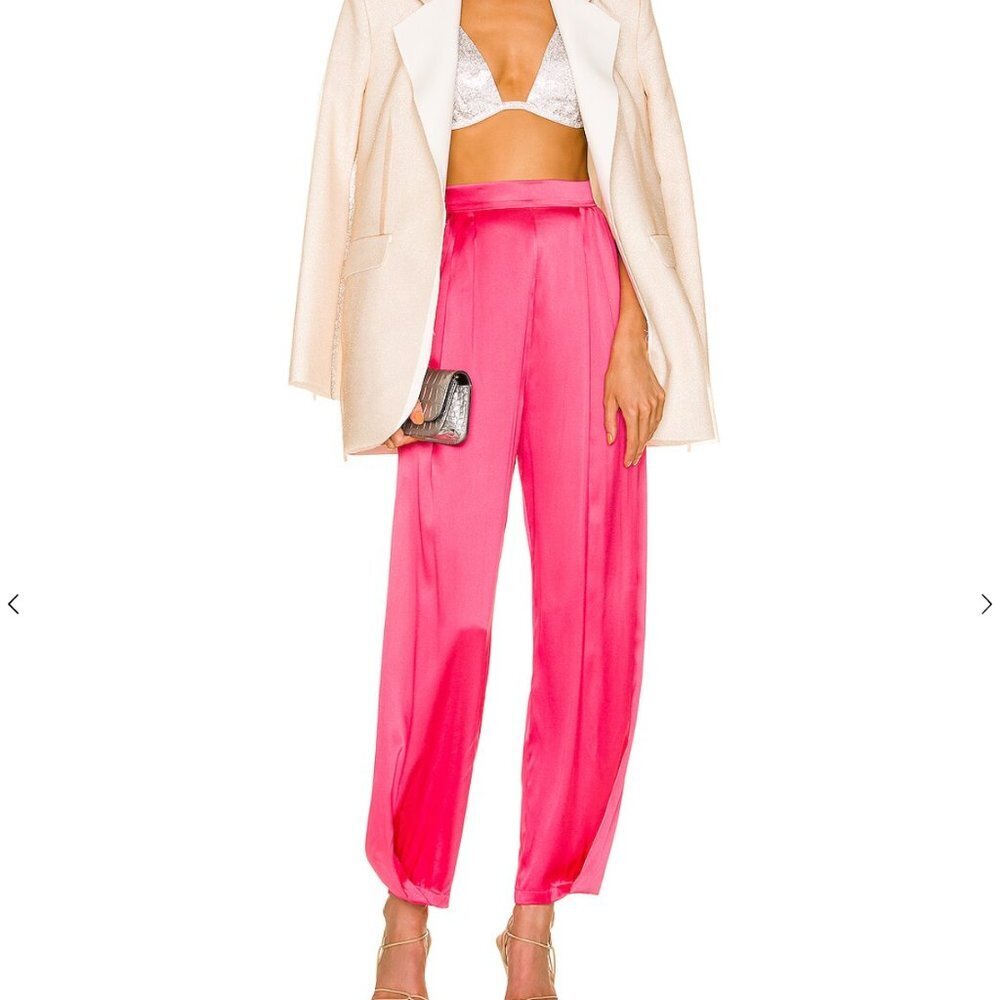 NWT Nue Studio Thalia Silk Trousers in Rose Pink size large